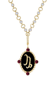 Capricorn with Rhodolite Garnet (January) Celestial Stories Pendant