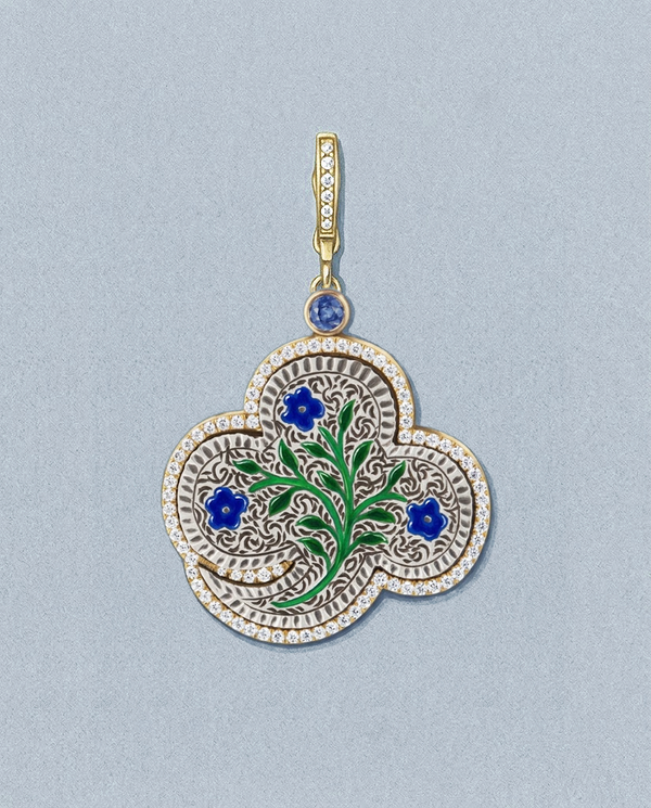 Forget Me Not - Half Dollar — gouache rendering of a one-of-a-kind antique love token piece by Heavenly Vices Fine Jewelry