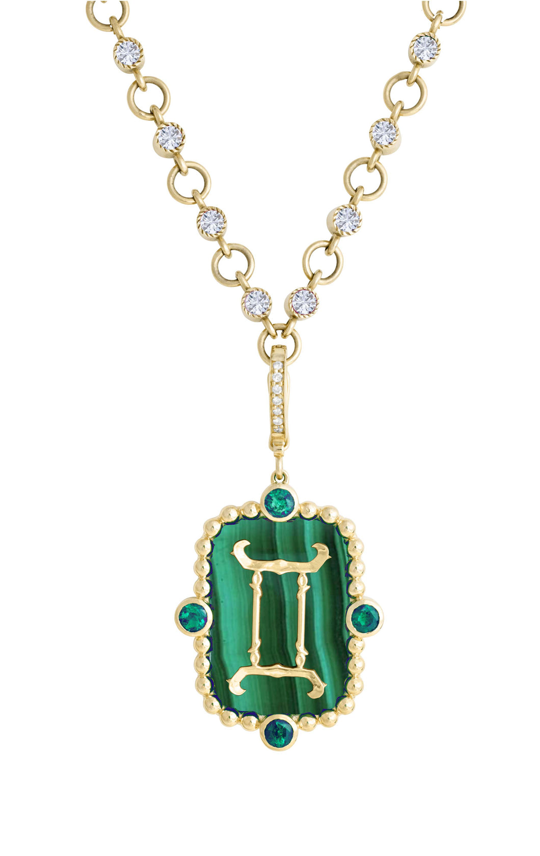 Gemini with Emerald (May) Celestial Stories Pendant