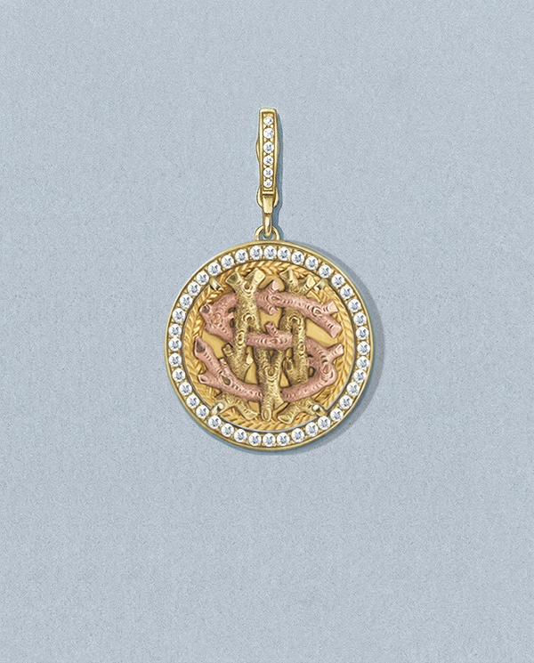 MS — gouache rendering of a one-of-a-kind antique love token piece by Heavenly Vices Fine Jewelry