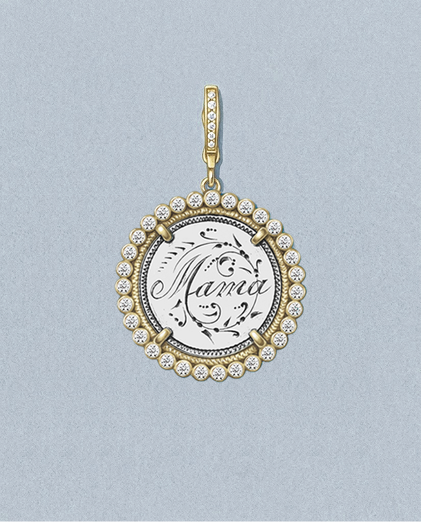 Mama — gouache rendering of a one-of-a-kind antique love token piece by Heavenly Vices Fine Jewelry