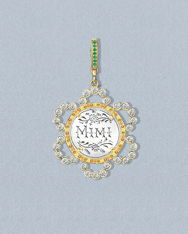 MIMI — gouache rendering of a one-of-a-kind antique love token piece by Heavenly Vices Fine Jewelry