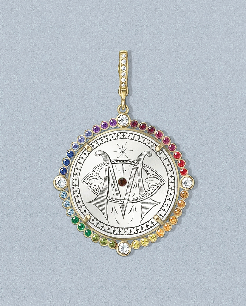 Eye of the Beholder — gouache rendering of a one-of-a-kind antique love token piece by Heavenly Vices Fine Jewelry