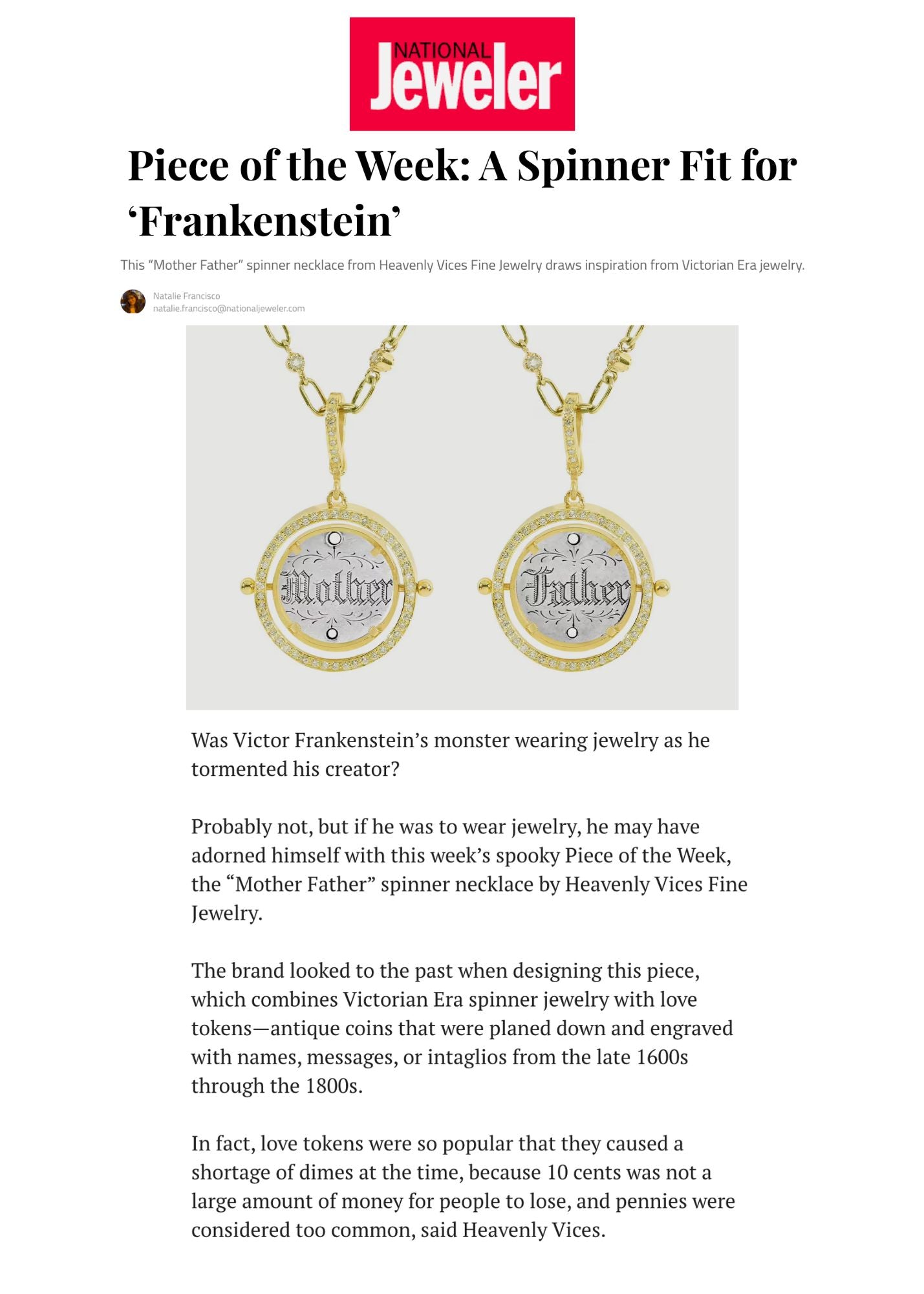 National Jeweler: Piece of the Week: A Spinner Fit for ‘Frankenstein’