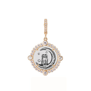 Owl and Crescent Moon in Relief Love Token