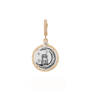 Owl and Crescent Moon in Relief Love Token