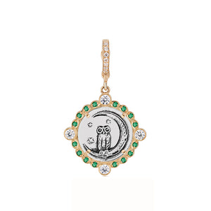 Owl and Crescent Moon in Relief Love Token