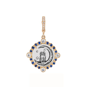 Owl and Crescent Moon in Relief Love Token
