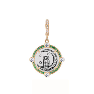 Owl and Crescent Moon in Relief Love Token