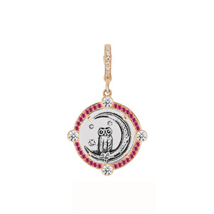 Owl and Crescent Moon in Relief Love Token