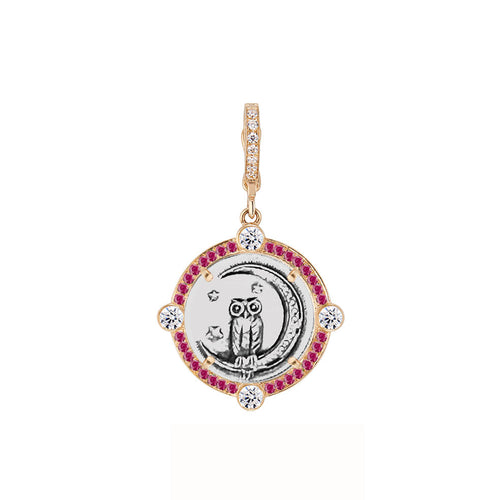 Pave Ruby with NSEW Diamond Bezel