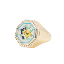 Enamel Pansy Signet Ring