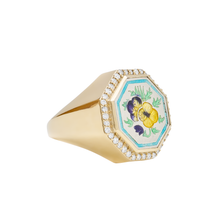 Enamel Pansy Signet Ring