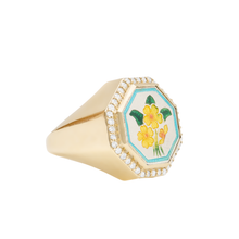 Enamel Primrose Signet Ring