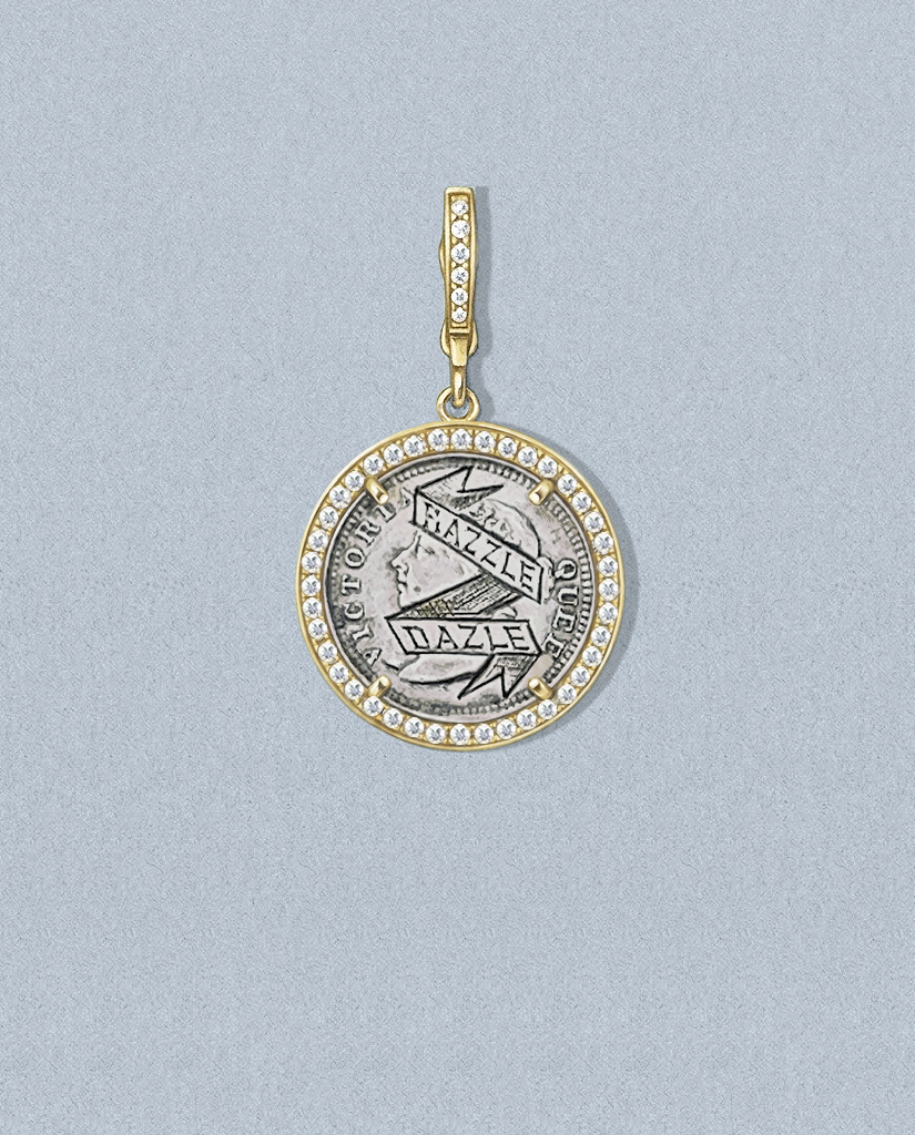 Razzle Dazle — gouache rendering of a one-of-a-kind antique love token piece by Heavenly Vices Fine Jewelry
