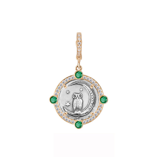 Pave Diamond with NSEW Emerald Bezel