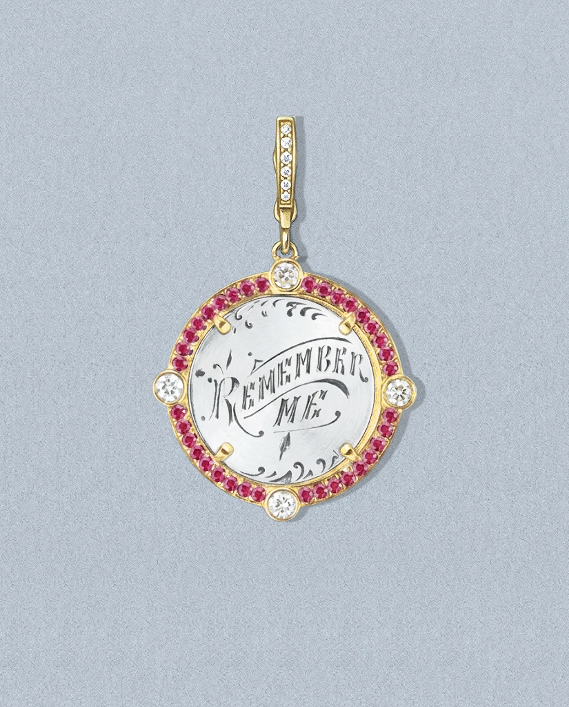 Remember Me — gouache rendering of a one-of-a-kind antique love token piece by Heavenly Vices Fine Jewelry