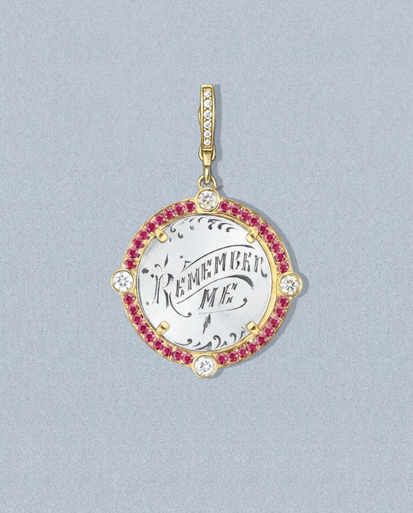 Remember Me — gouache rendering of a one-of-a-kind antique love token piece by Heavenly Vices Fine Jewelry