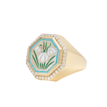 Enamel Snowdrop Signet Ring