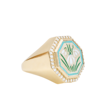 Enamel Snowdrop Signet Ring