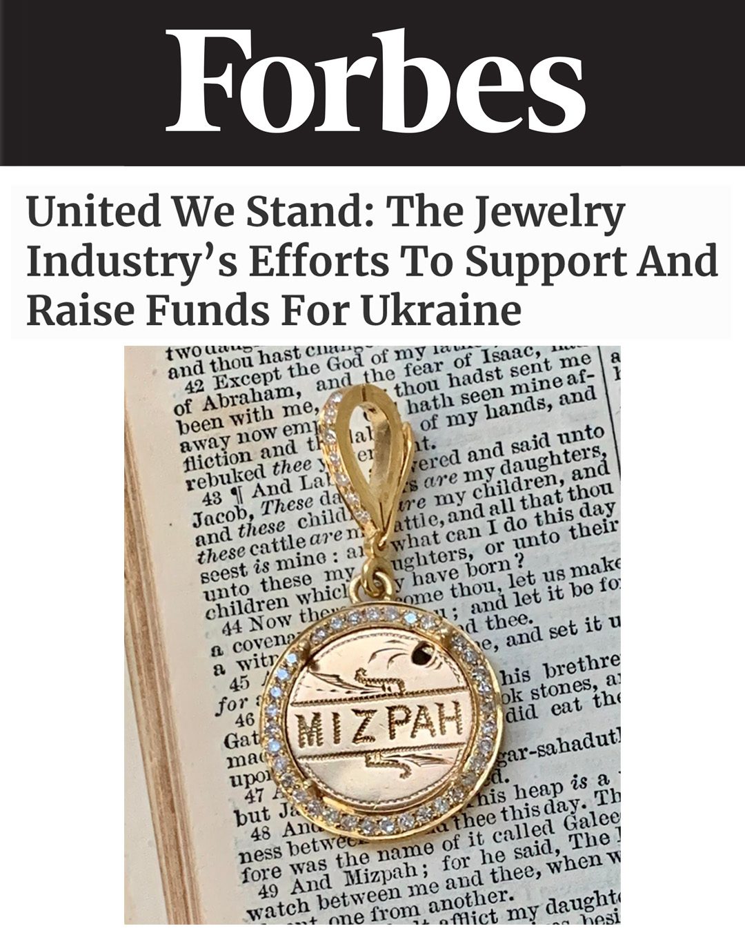 Forbes: United We Stand: The Jewelry Industry’s Efforts To Support And Raise Funds For Ukraine