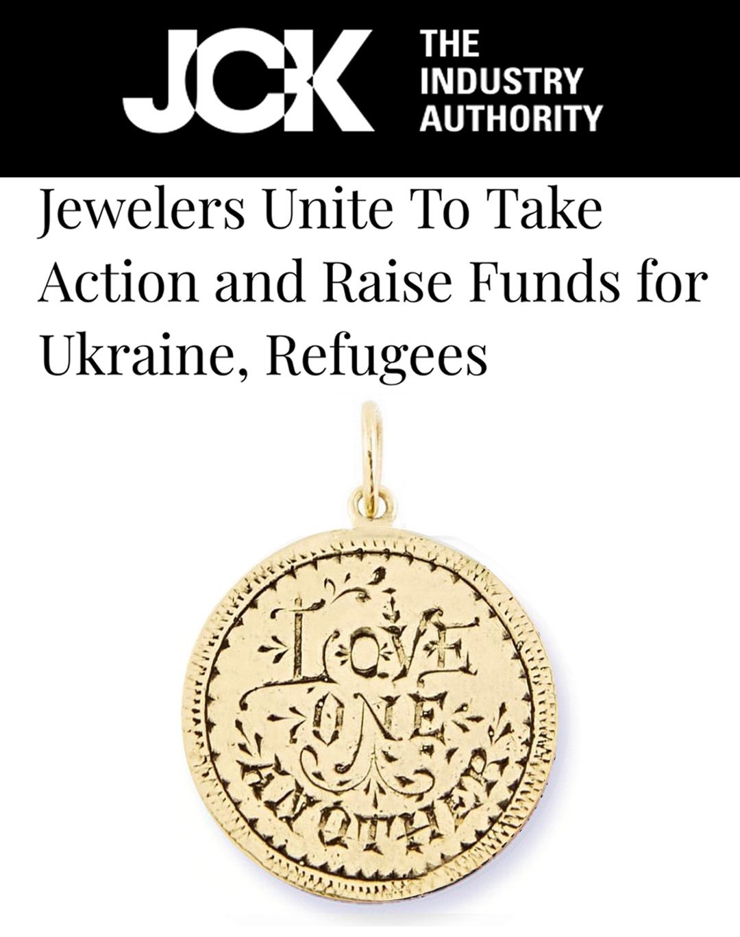 JCK: Jewelers Unite To Take Action and Raise Funds for Ukraine, Refugees