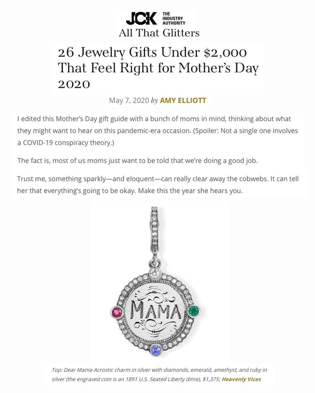 JCK: 26 Jewelry Gifts Under $2,000 That Feel Right for Mother’s Day 2020