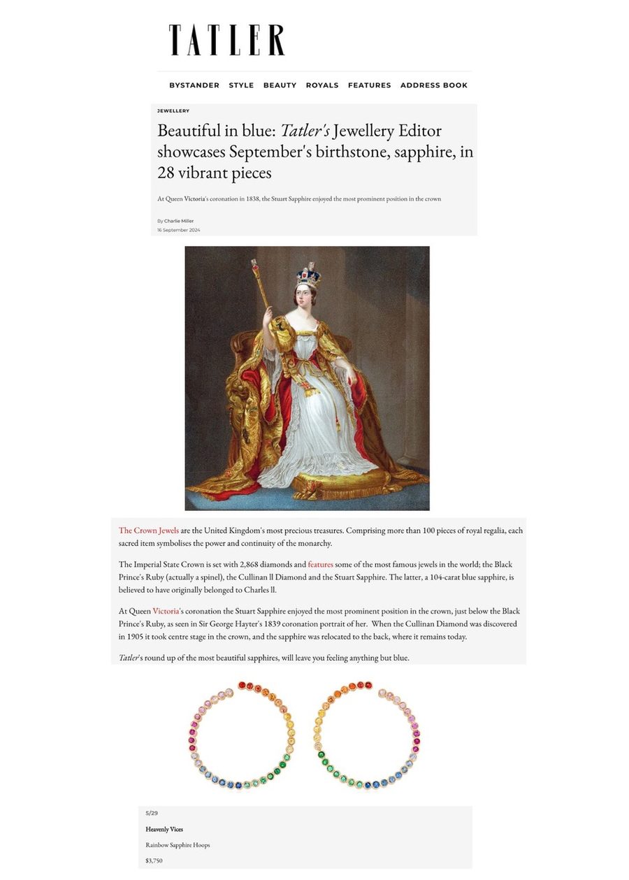 Tatler: Beautiful in blue: Tatler's Jewellery Editor showcases September's birthstone, sapphire, in 28 vibrant pieces