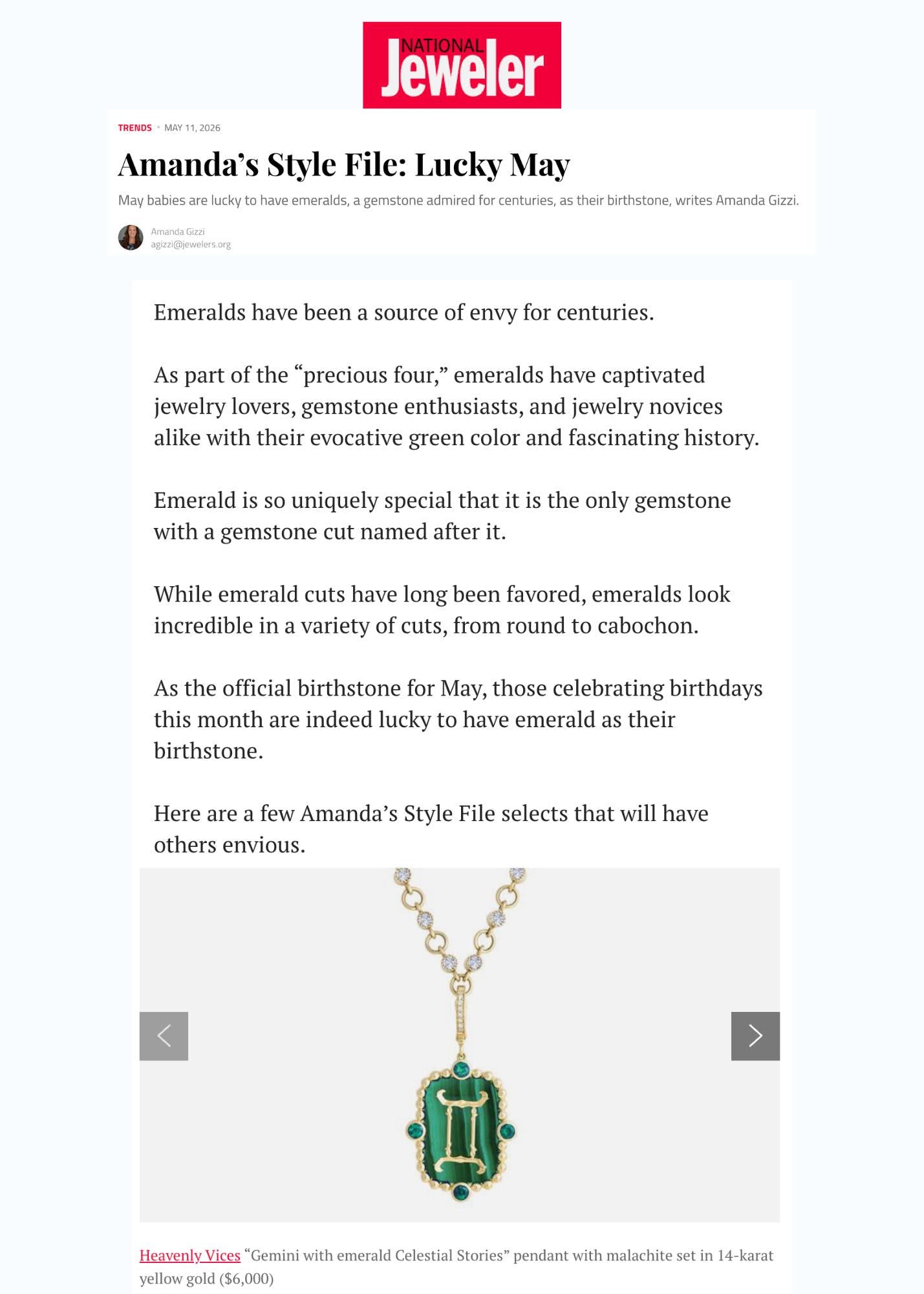 National Jeweler: Amanda’s Style File: Lucky May