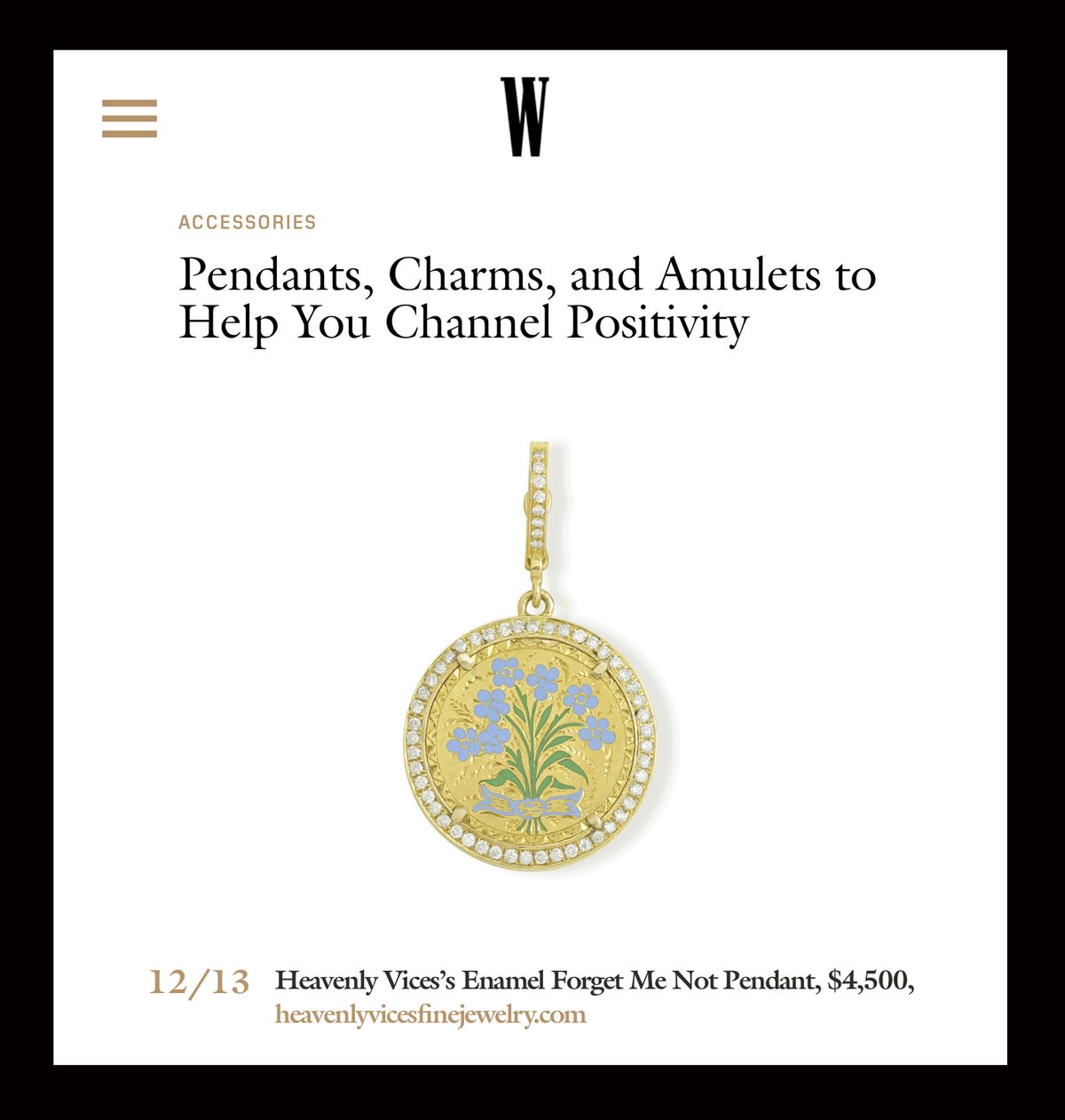 W Magazine: Pendants, Charms, and Amulets to Help You Channel Positivity